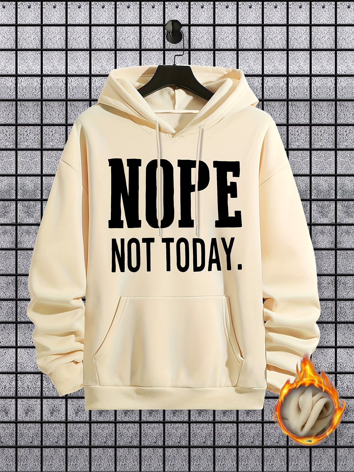 NOPE NOT TODAY Print Hoodie, Cool Hoodies For Men, Men's Casual Graphic Design Pullover Hooded Sweatshirt With Kangaroo Pocket Streetwear For Winter Fall, As Gifts