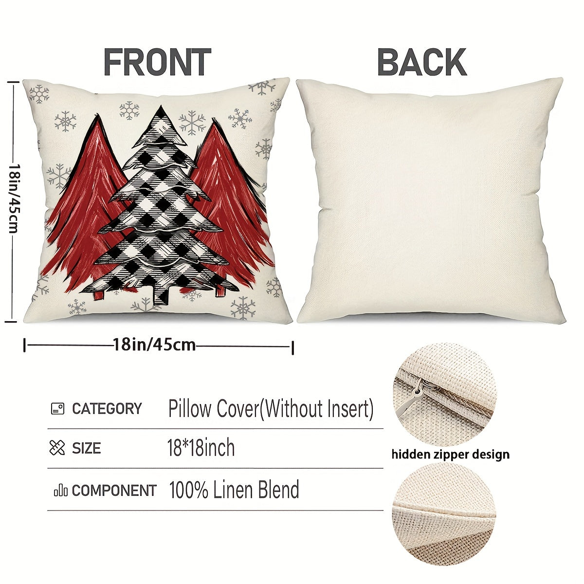 4pcs Red Christmas Pillow Covers, 18*18Inch Set Of 4 Farmhouse Christmas Decorations, Merry Christmas Tree Truck Hello Winter Holiday Decor Throw Cushion Cases For Couch Sofa Living Room Outdoor,Without Pillow Inserts