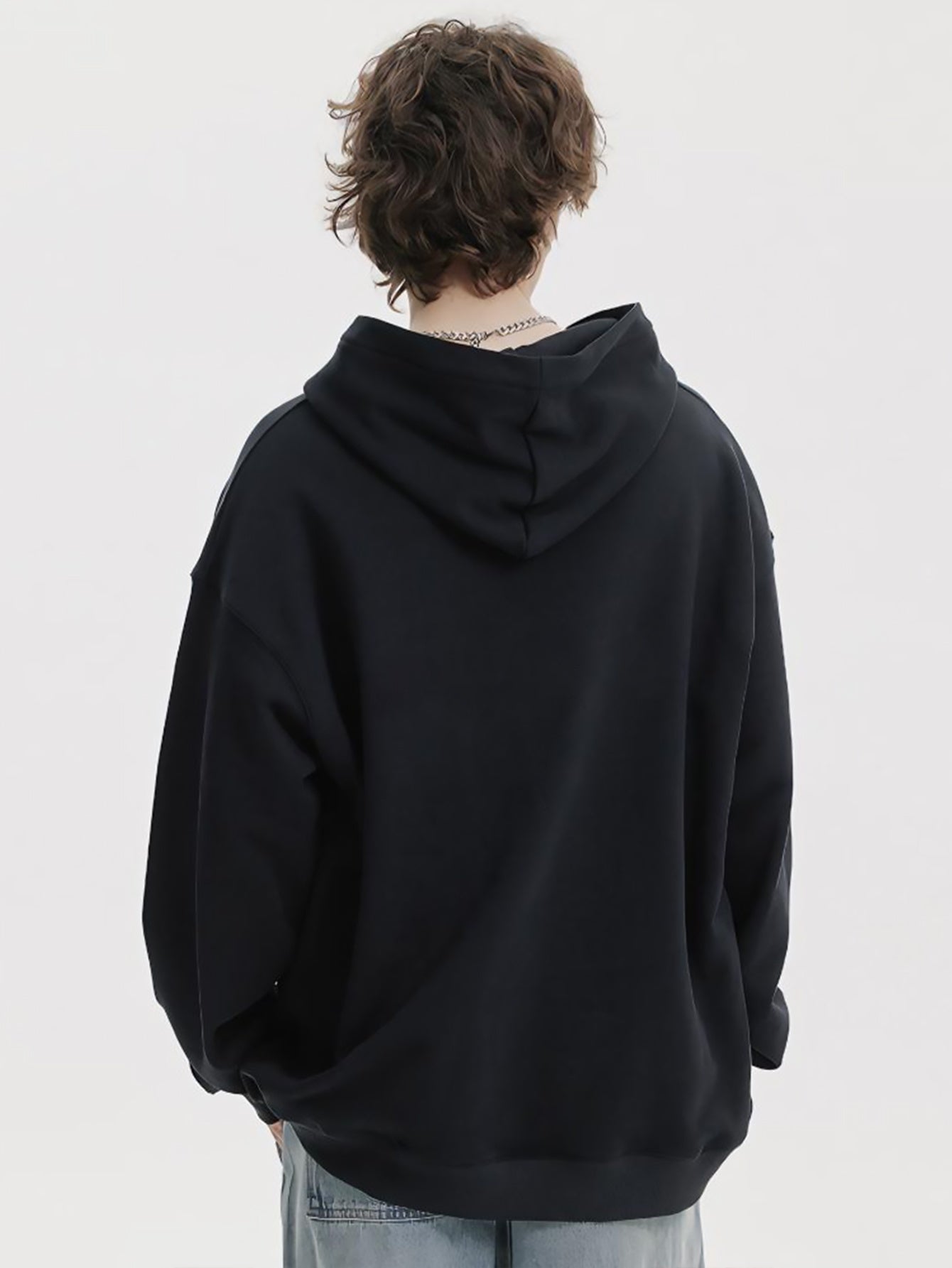 Men's Letter ADDICTION Print Hoodie, Casual Loose Hooded Long Sleeve Slightly Stretch Top, Men's Clothings For Outdoor