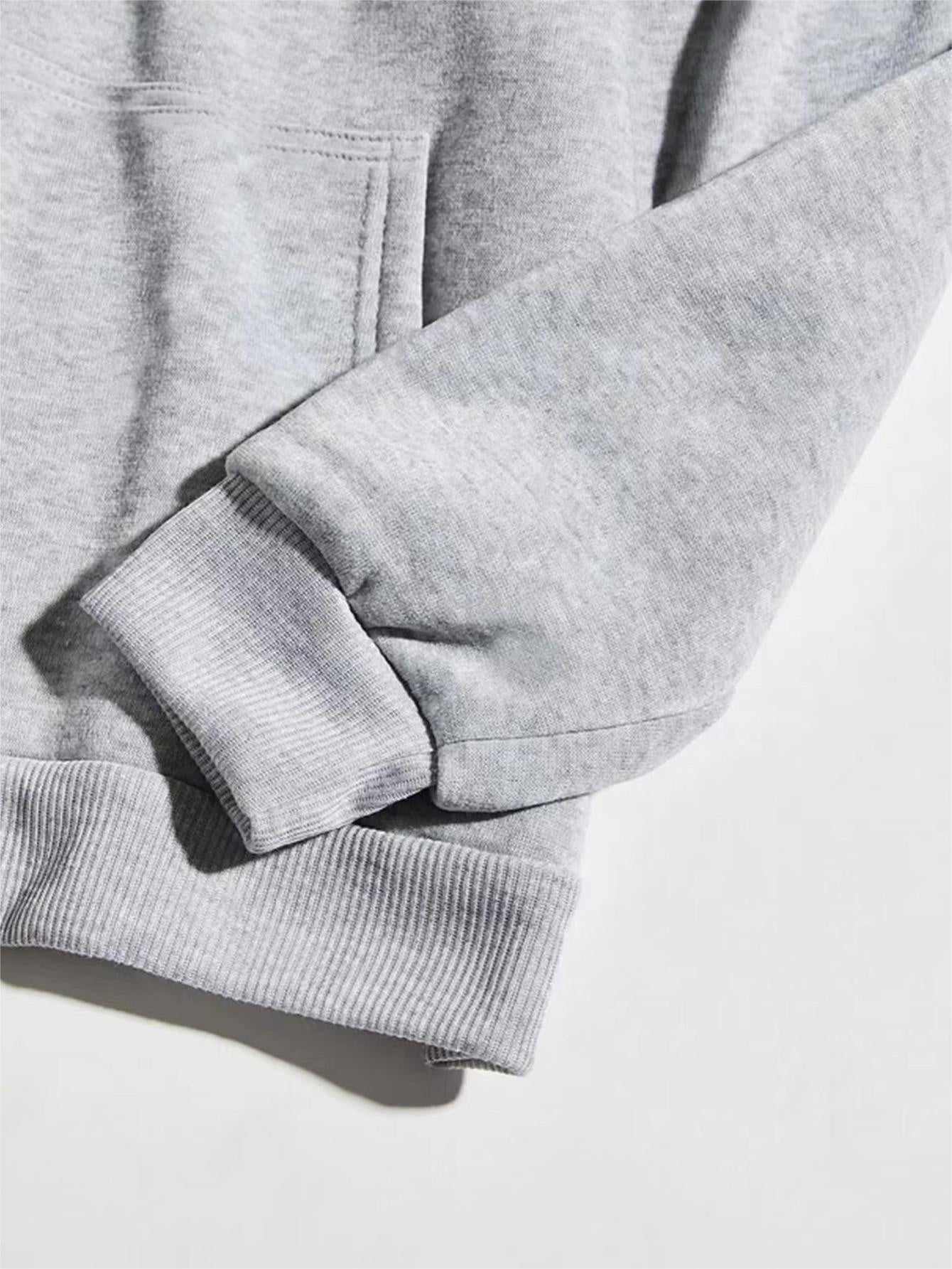 Men's Letter ADDICTION Print Hoodie, Casual Loose Hooded Long Sleeve Slightly Stretch Top, Men's Clothings For Outdoor