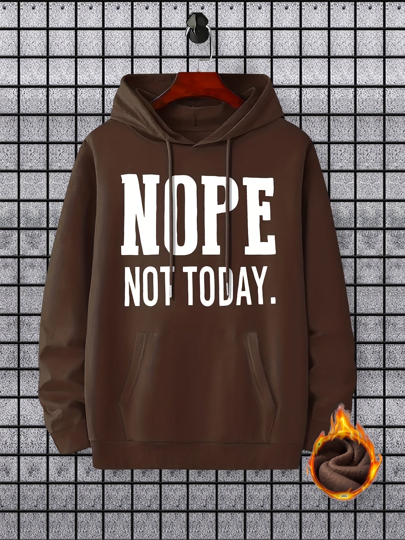 NOPE NOT TODAY Print Hoodie, Cool Hoodies For Men, Men's Casual Graphic Design Pullover Hooded Sweatshirt With Kangaroo Pocket Streetwear For Winter Fall, As Gifts