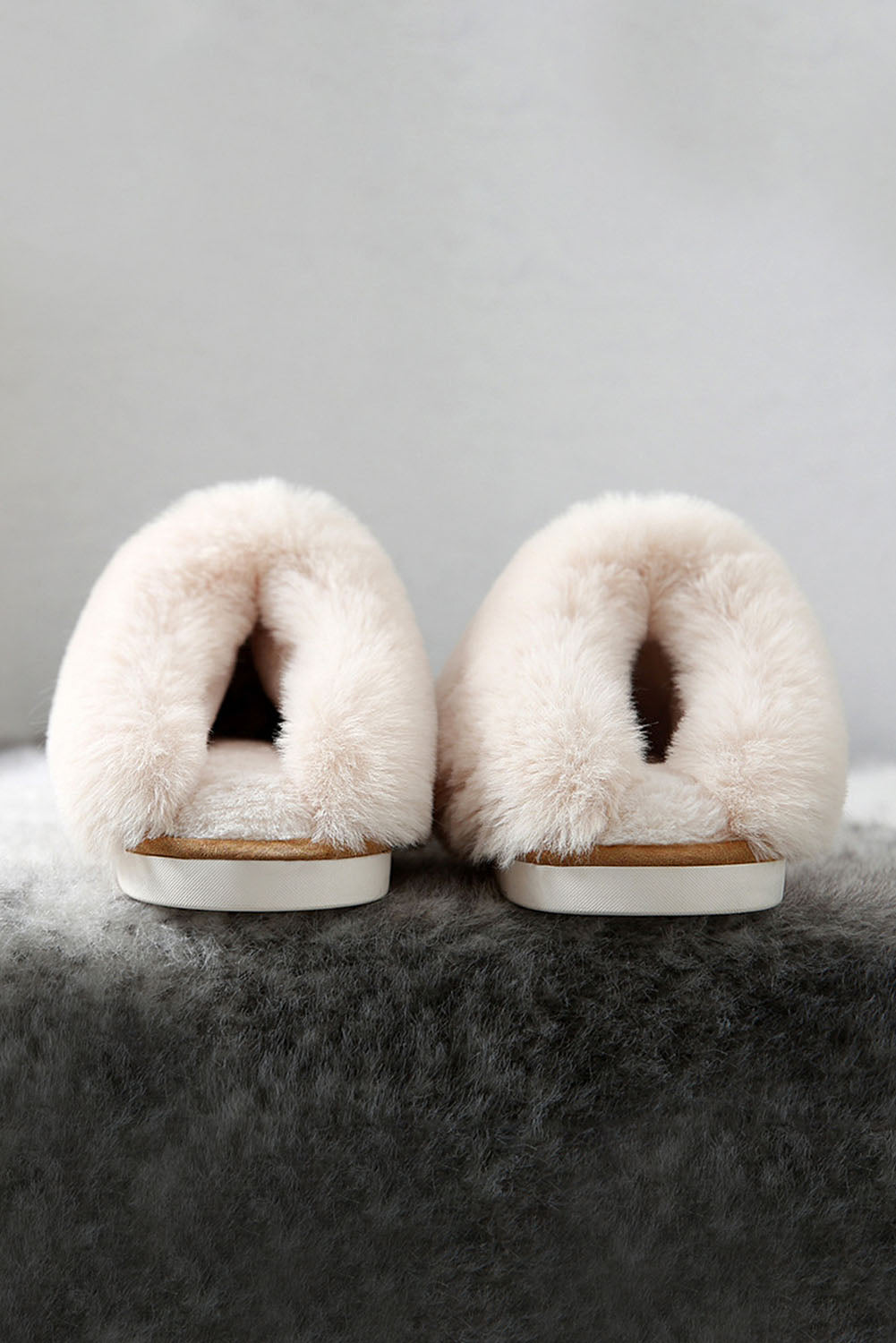 Zapatillas de casa de invierno de ante de felpa camel