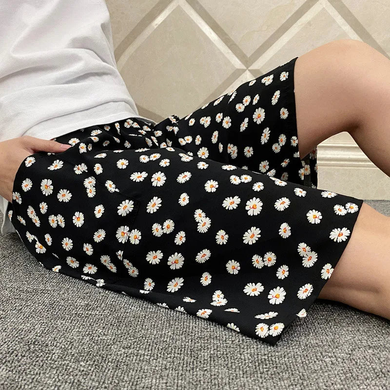 Palazzo Tropical Floral Casual Shorts Plus Size Home Cotton Printing Loose Beach Bottoms