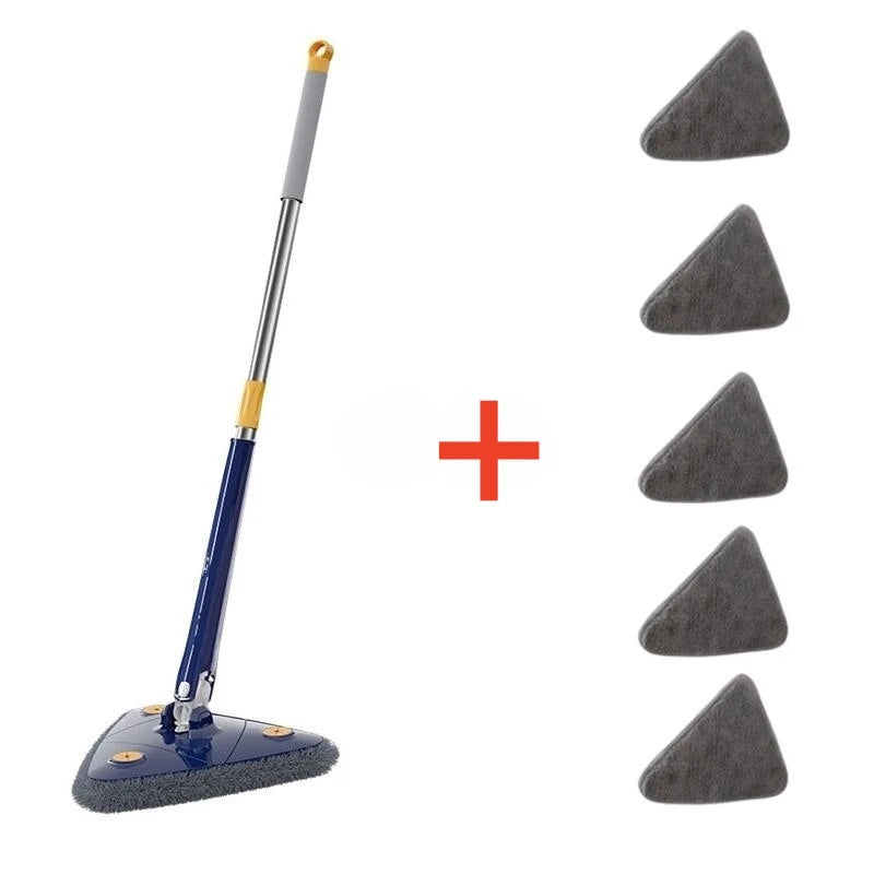 Nuevo Fregona Triangular mejorada, fregona para limpieza de suelo ajustable telescópica giratoria de 360 grados, limpieza de doble uso en seco y húmedo