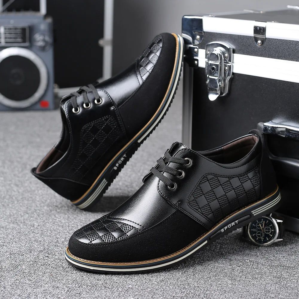2023 Casual Shoes Autumn Pu Leather Classic Shallow Shoes Oxfords for Wedding Office Loafers Business Formal Lace-Up Men Shoes