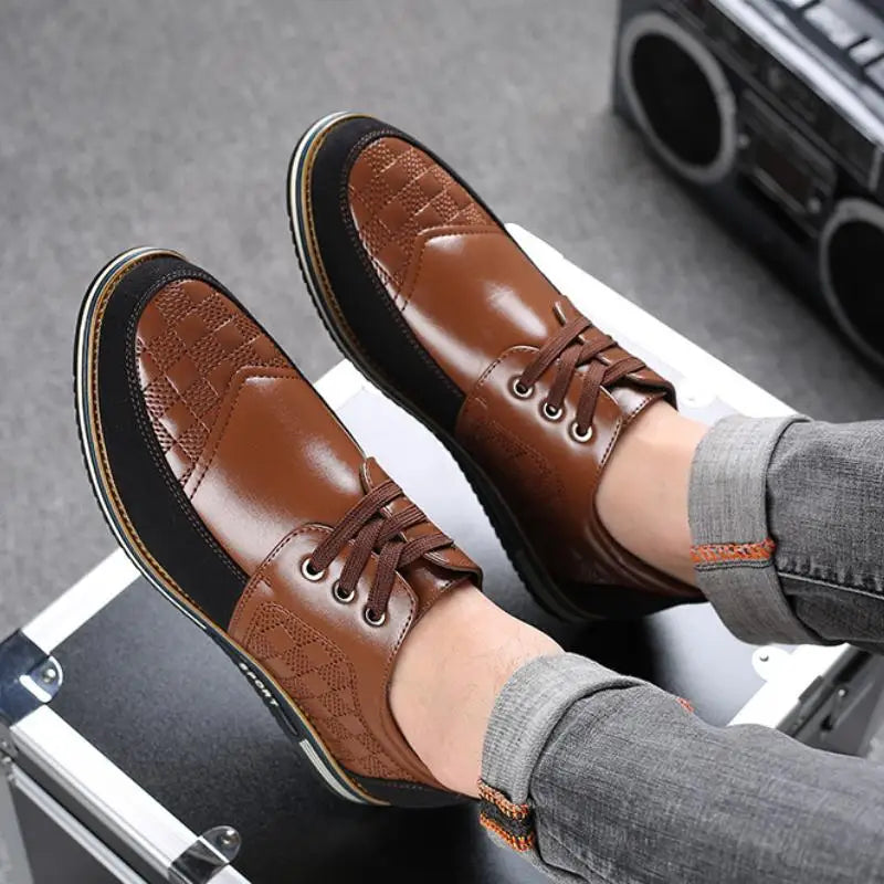 2023 Casual Shoes Autumn Pu Leather Classic Shallow Shoes Oxfords for Wedding Office Loafers Business Formal Lace-Up Men Shoes