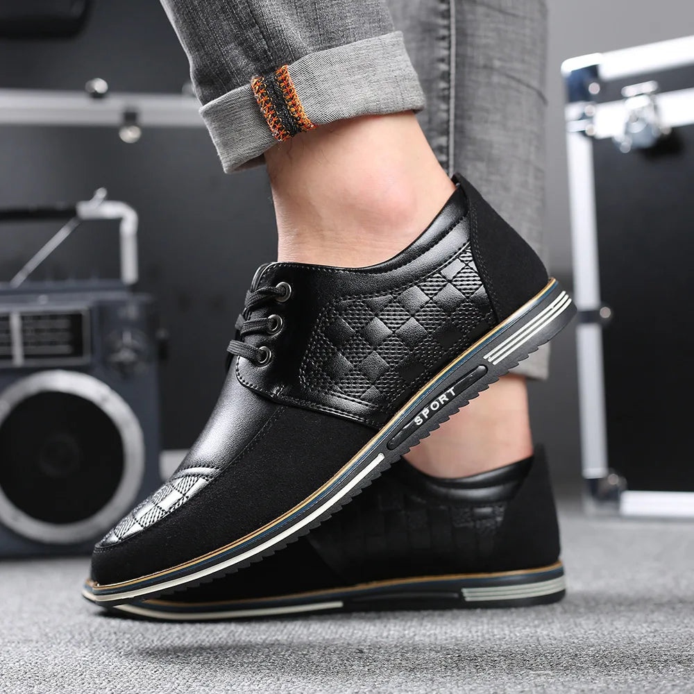 2023 Casual Shoes Autumn Pu Leather Classic Shallow Shoes Oxfords for Wedding Office Loafers Business Formal Lace-Up Men Shoes