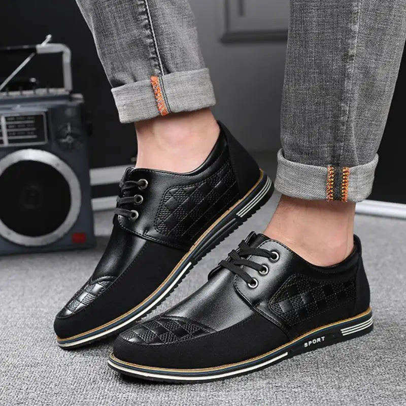 2023 Casual Shoes Autumn Pu Leather Classic Shallow Shoes Oxfords for Wedding Office Loafers Business Formal Lace-Up Men Shoes