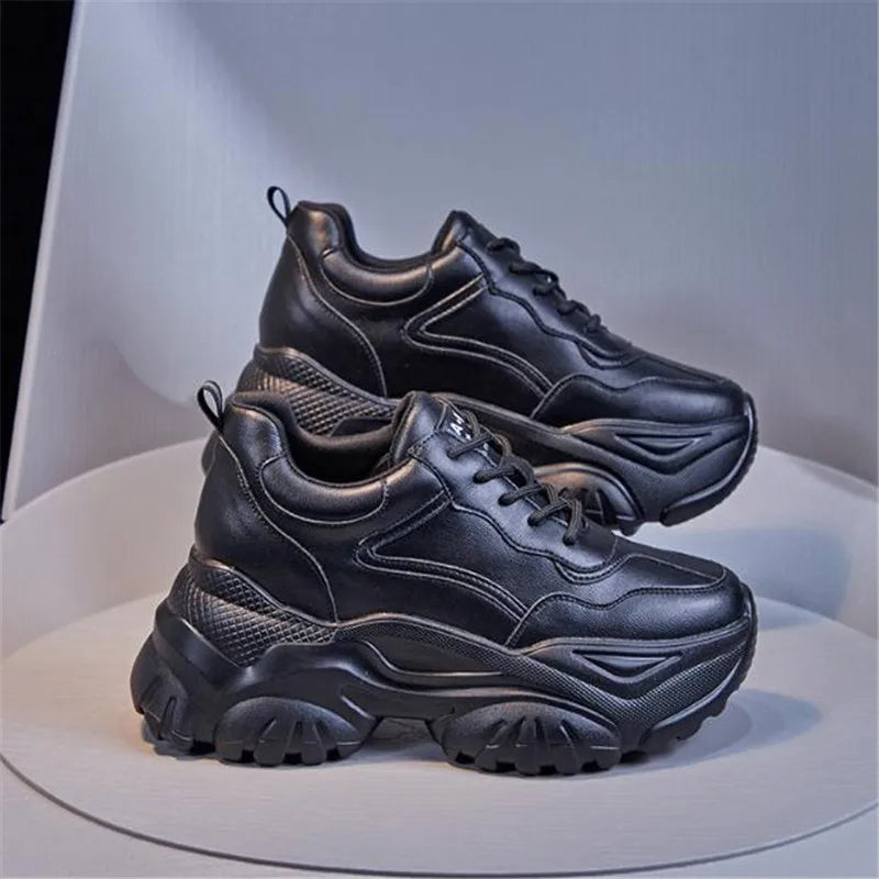 7cm New High Top Women dermis Sneakers Autumn Winter Hidden Heel Casual Shoes lace-up Women Platform Wedge Shoes size 34 39