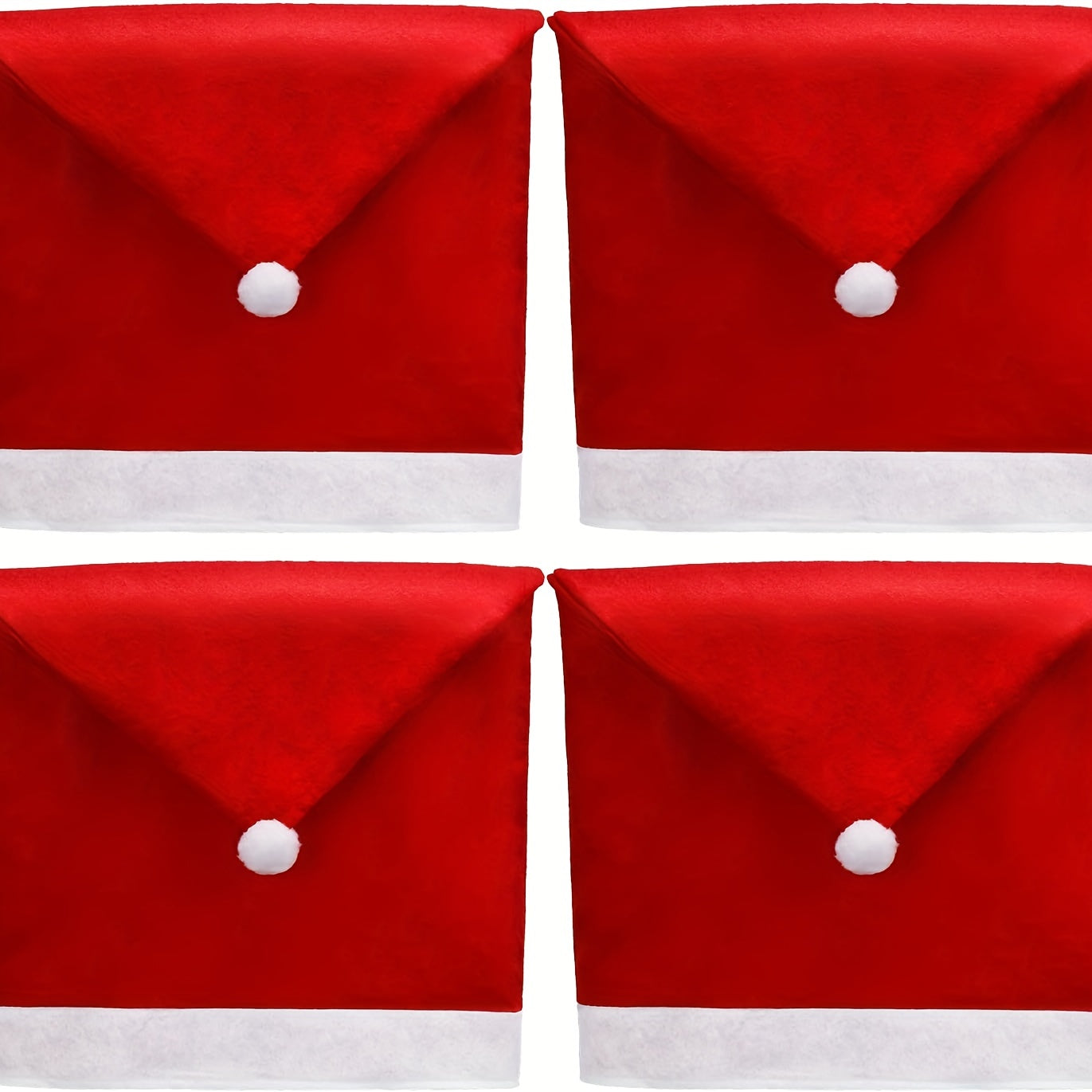 4pcs Christmas Chair Covers Decor, Santa Claus Red Hat Snowflake Chair Xmas Cap, Kitchen Dining Chair Slipcovers Sets For Christmas Holiday Festive Decorations (Red Santa)