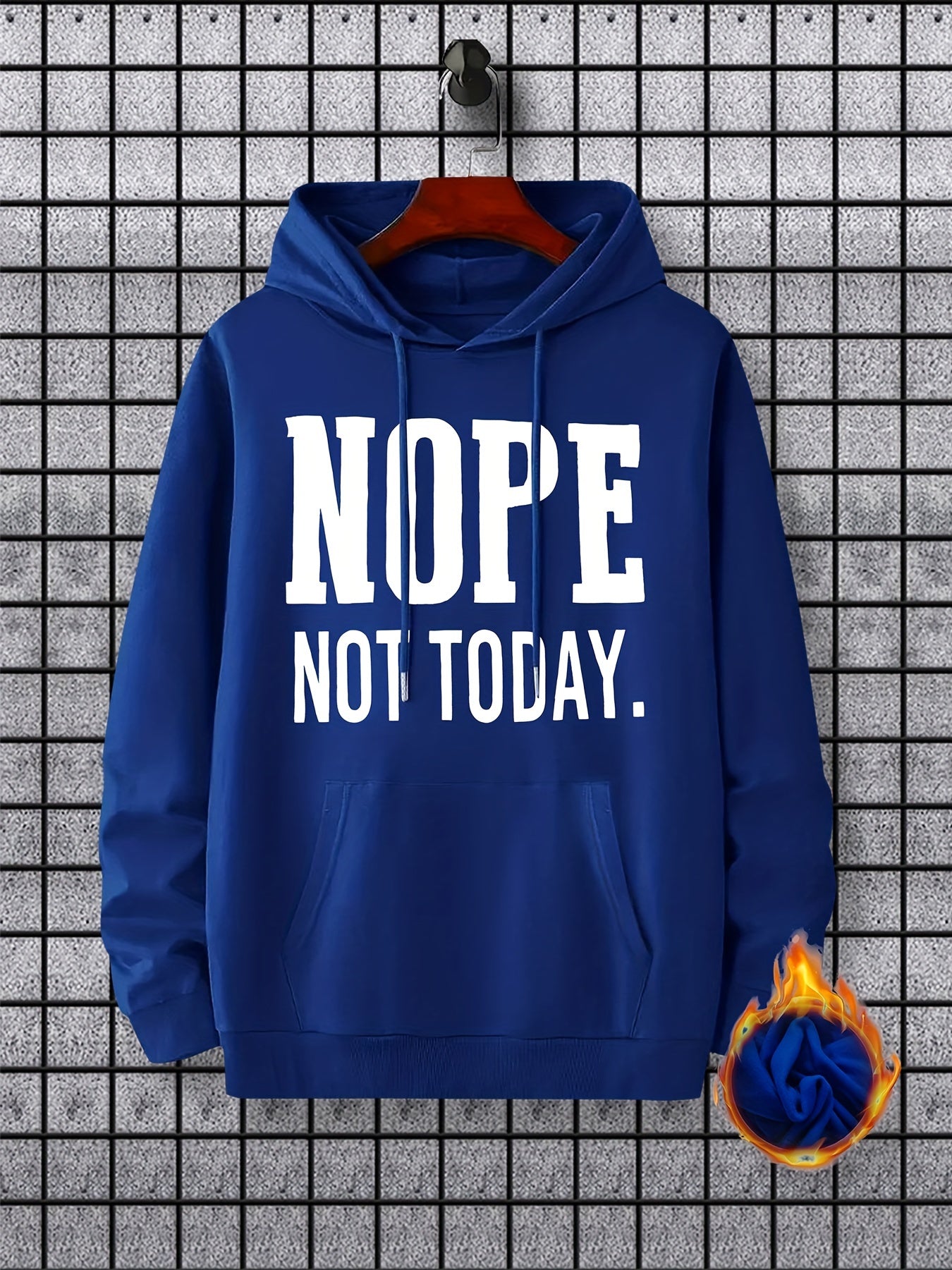 NOPE NOT TODAY Print Hoodie, Cool Hoodies For Men, Men's Casual Graphic Design Pullover Hooded Sweatshirt With Kangaroo Pocket Streetwear For Winter Fall, As Gifts