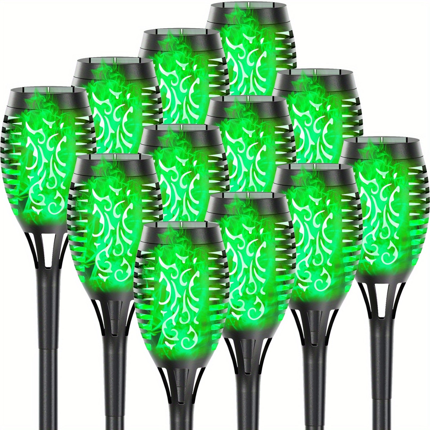 4/8/12pcs/pack Solar Halloween Decorations Lights Outdoor, Light Control, 12LED Solar Torch Lights With Flickering Flame For Garden Decor, Mini IP65 Waterproof Landscape Flame Lights For Yard Pathway Patio Pool - Auto On/Off