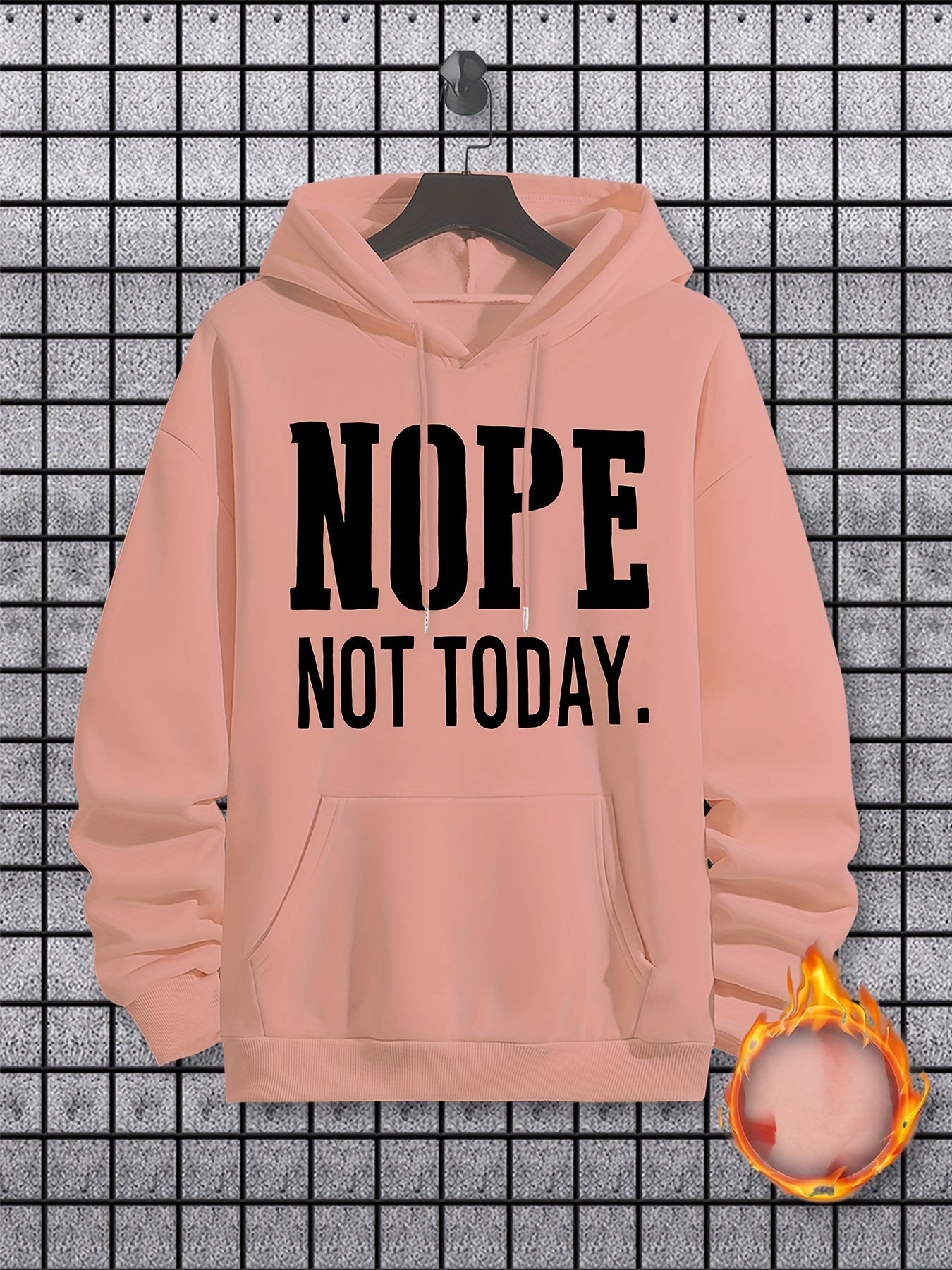 NOPE NOT TODAY Print Hoodie, Cool Hoodies For Men, Men's Casual Graphic Design Pullover Hooded Sweatshirt With Kangaroo Pocket Streetwear For Winter Fall, As Gifts