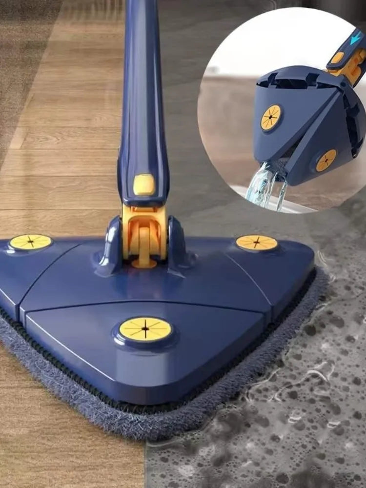 Nuevo Fregona Triangular mejorada, fregona para limpieza de suelo ajustable telescópica giratoria de 360 grados, limpieza de doble uso en seco y húmedo