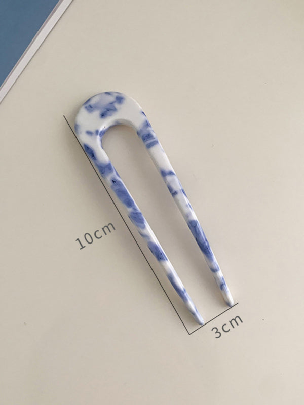 New vintage blue and white blue and white porcelain pattern hairpin