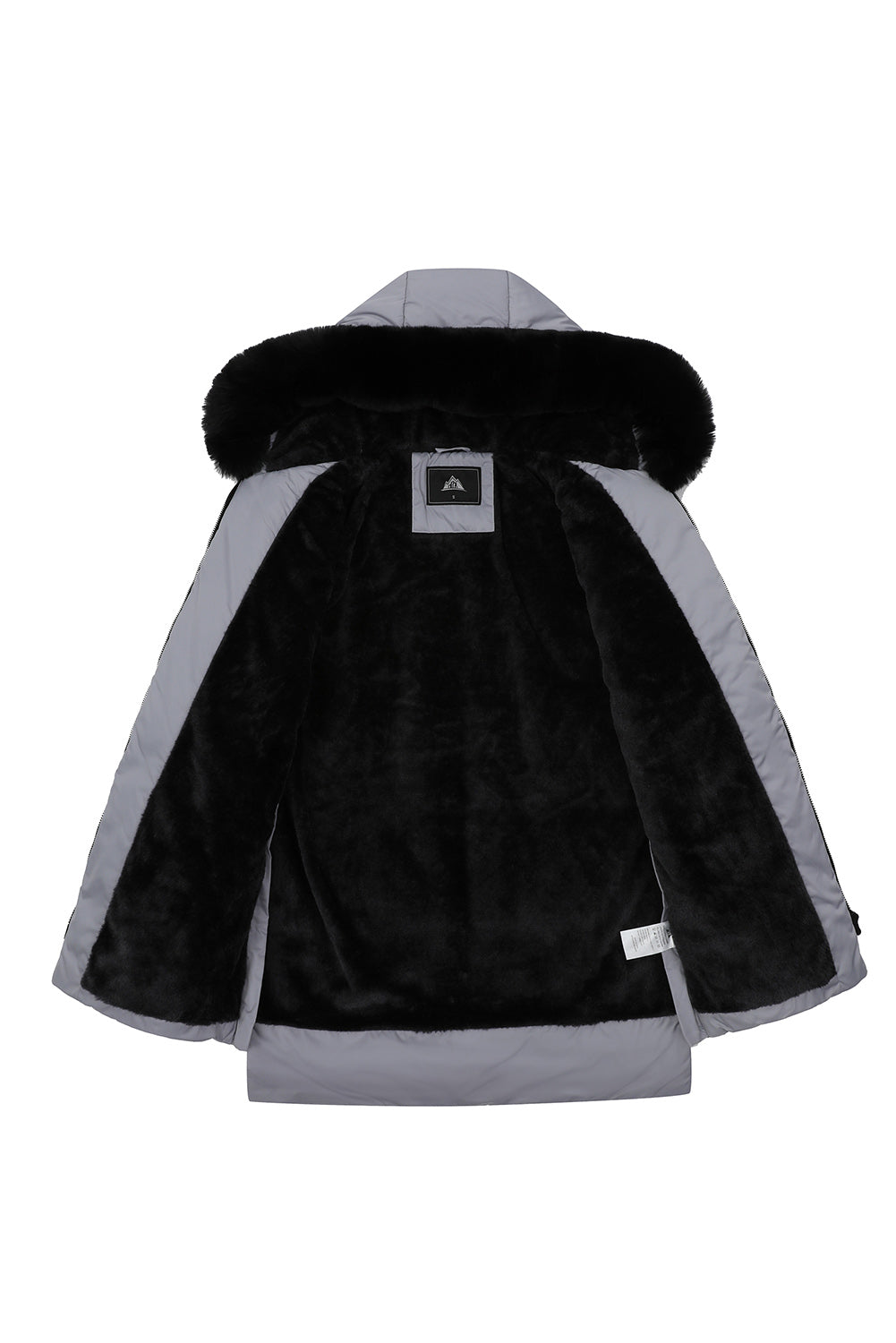 Beige Plush Linen Zip Up Hooded Puffer Coat
