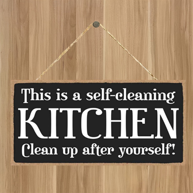 Kitchen Decor, This Is A Self Cleaning Kitchen Hanging Wall Art, Decorative Wood Sign Home Decor