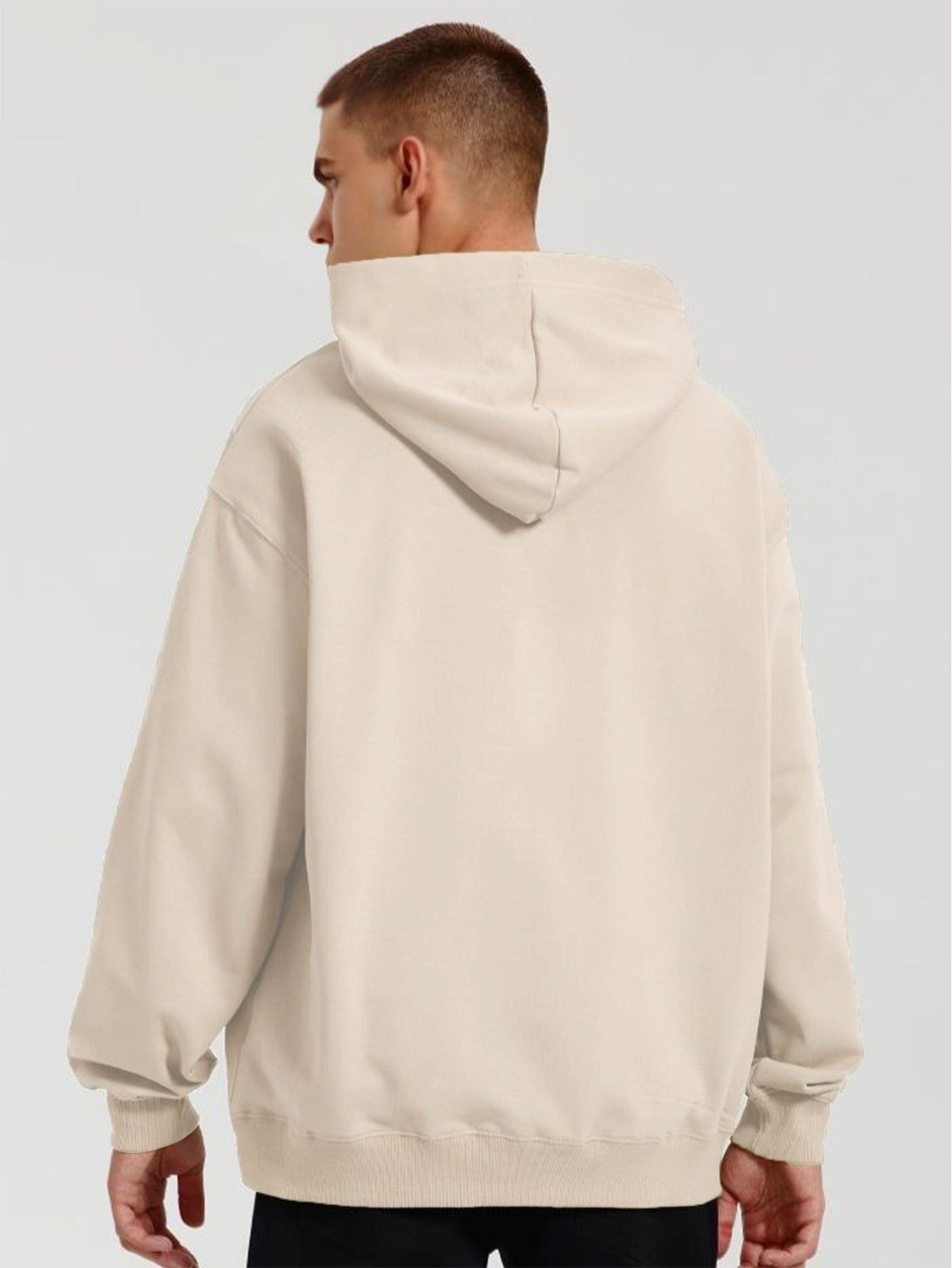 Men's Letter MONDAY Print Hoodie, Casual Loose Hooded Long Sleeve Slightly Stretch Top, Men's Clothings For Outdoor