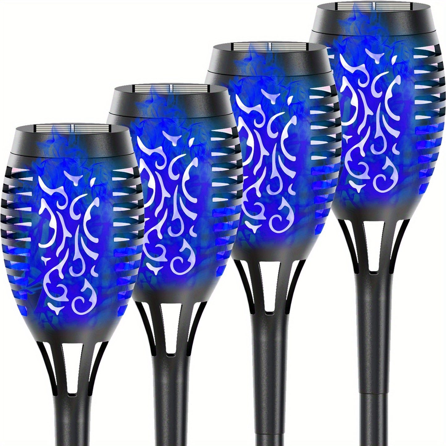 4/8/12pcs/pack Solar Halloween Decorations Lights Outdoor, Light Control, 12LED Solar Torch Lights With Flickering Flame For Garden Decor, Mini IP65 Waterproof Landscape Flame Lights For Yard Pathway Patio Pool - Auto On/Off