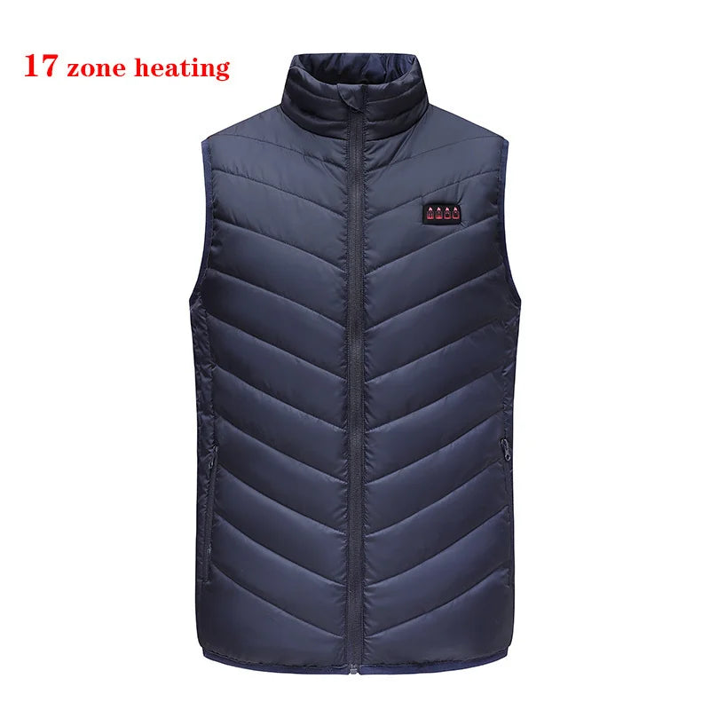 17 Areas Heated Vest Men Women Electric Heating Vest Usb Heated Jacket Heated Vest Bodywarmer Heated Down Jacket  Winter