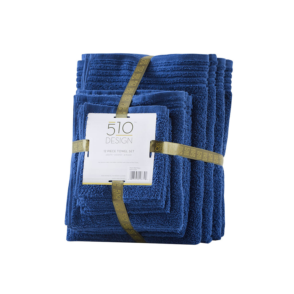 Big Bundle 100% Cotton Quick Dry 12 Piece Bath Towel Set