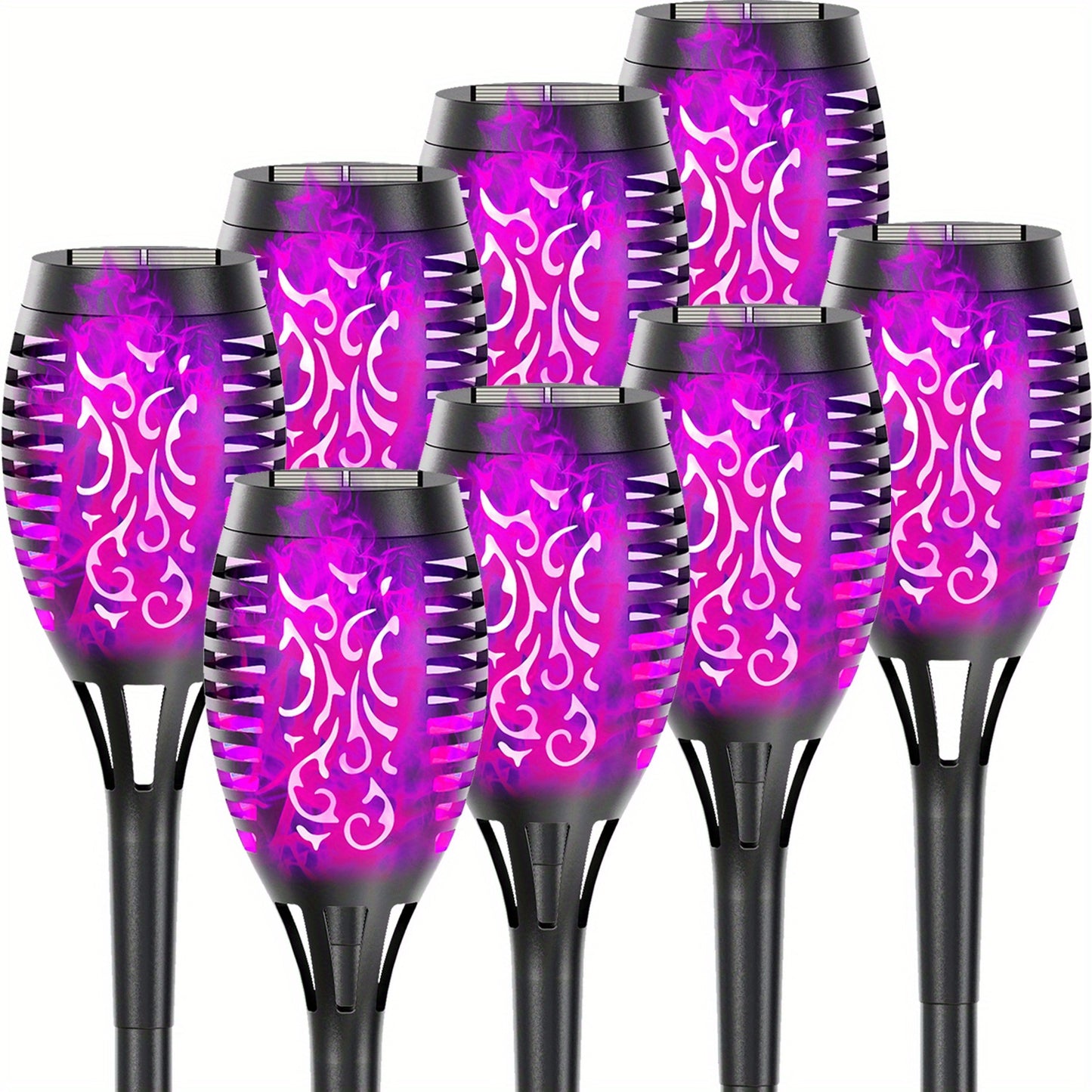 4/8/12pcs/pack Solar Halloween Decorations Lights Outdoor, Light Control, 12LED Solar Torch Lights With Flickering Flame For Garden Decor, Mini IP65 Waterproof Landscape Flame Lights For Yard Pathway Patio Pool - Auto On/Off