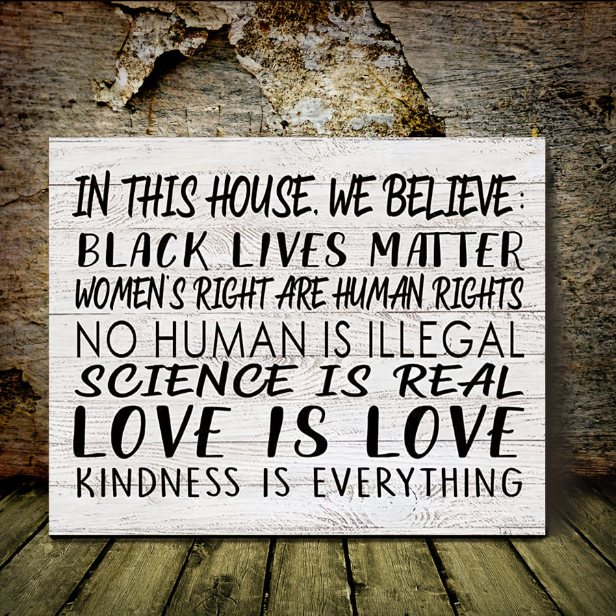 1pc Wooden Framed Canvas Painting,In This House Black Lives Matter, Wall Art Prints With Frame, For Living Room & Bedroom, Home Decoration, Festival Gift For Her Him, Ready To Hang