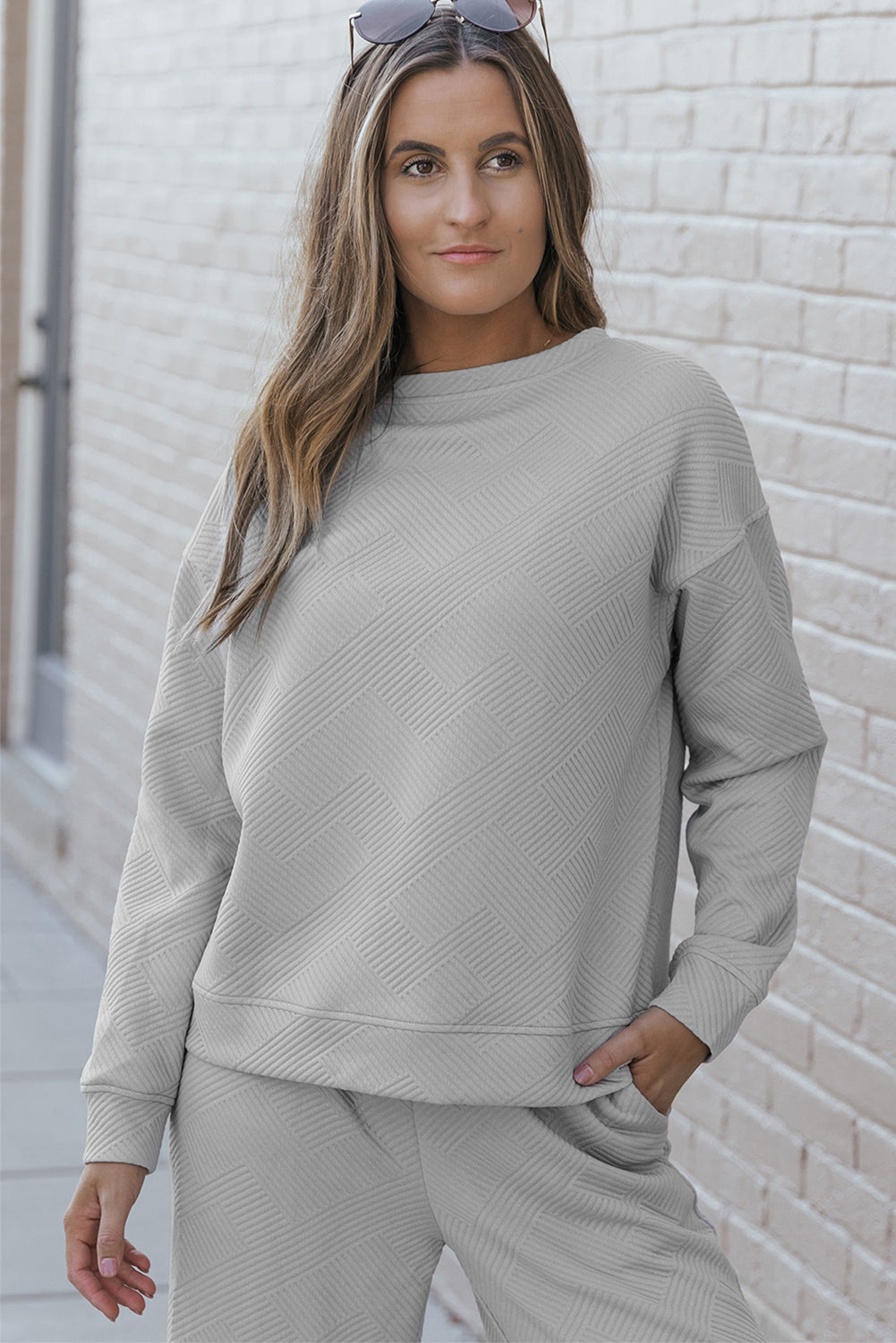 Strawberry Pink Ultra Loose Textured 2pcs Slouchy Outfit