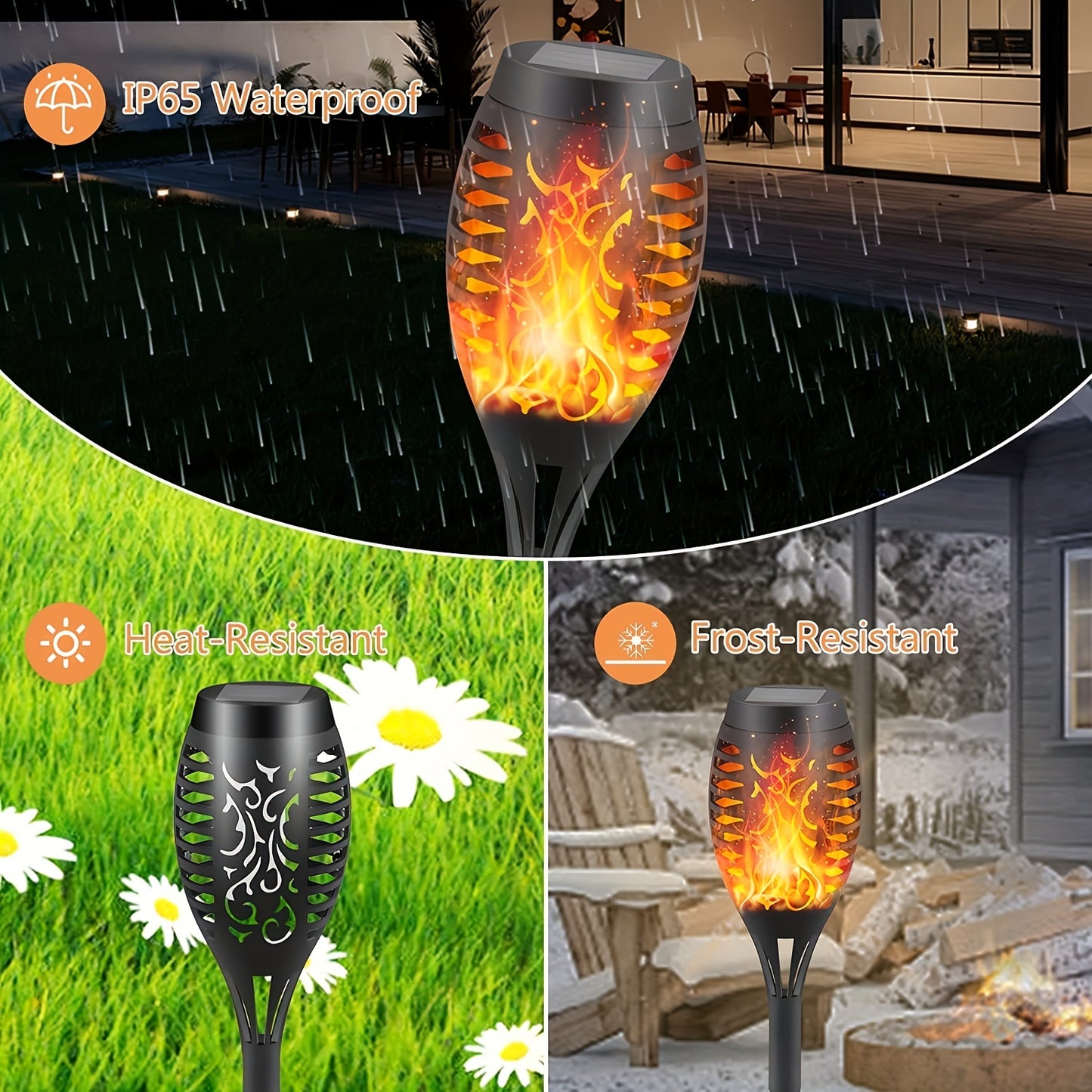 4/8/12pcs/pack Solar Halloween Decorations Lights Outdoor, Light Control, 12LED Solar Torch Lights With Flickering Flame For Garden Decor, Mini IP65 Waterproof Landscape Flame Lights For Yard Pathway Patio Pool - Auto On/Off