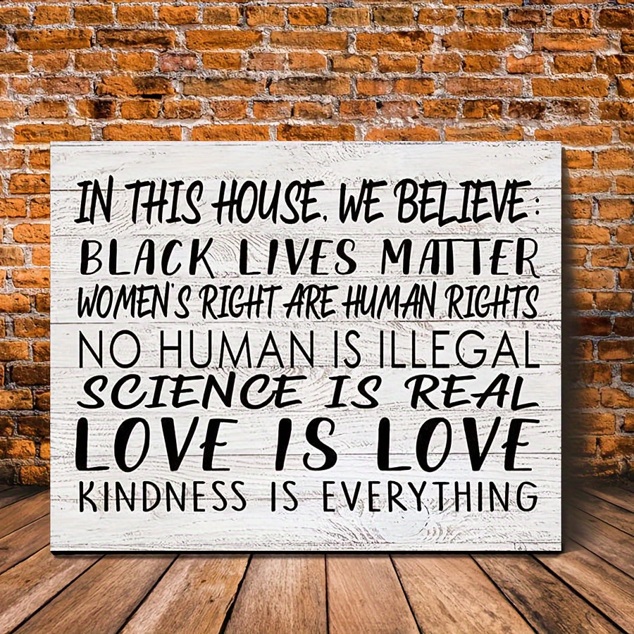 1pc Wooden Framed Canvas Painting,In This House Black Lives Matter, Wall Art Prints With Frame, For Living Room & Bedroom, Home Decoration, Festival Gift For Her Him, Ready To Hang