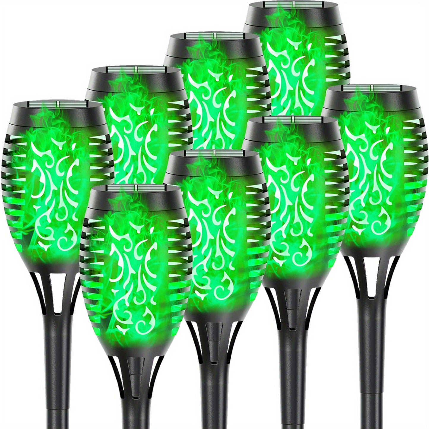 4/8/12pcs/pack Solar Halloween Decorations Lights Outdoor, Light Control, 12LED Solar Torch Lights With Flickering Flame For Garden Decor, Mini IP65 Waterproof Landscape Flame Lights For Yard Pathway Patio Pool - Auto On/Off