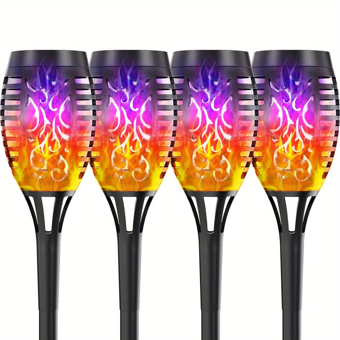 4/8/12pcs/pack Solar Halloween Decorations Lights Outdoor, Light Control, 12LED Solar Torch Lights With Flickering Flame For Garden Decor, Mini IP65 Waterproof Landscape Flame Lights For Yard Pathway Patio Pool - Auto On/Off