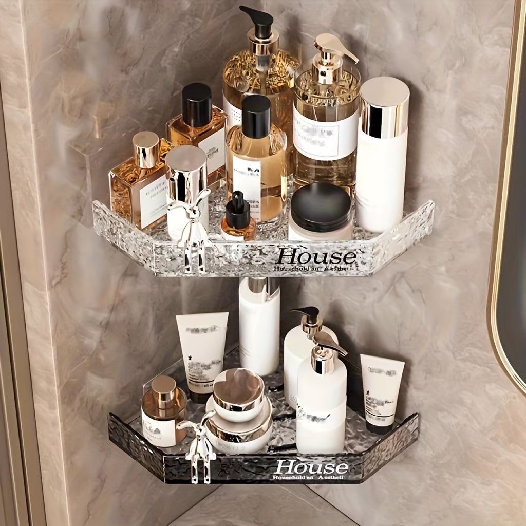 1pc Corner Shower Caddy, Bathroom Storage Rack, Wall Mounted Bathroom Triangle Shelf, Shampoo Soap Holder For Shower Wall, Bathroom Caddy Organizer, Shower Caddy Basket, Bathroom Accessories