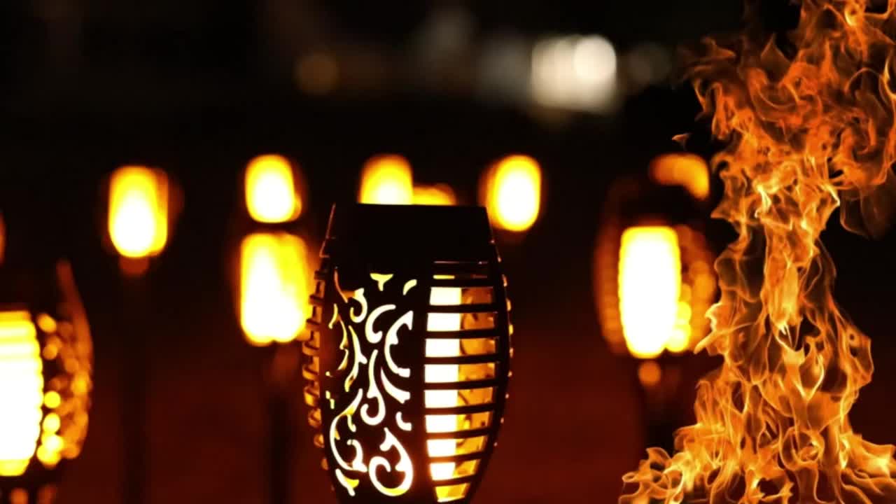 4/8/12pcs/pack Solar Halloween Decorations Lights Outdoor, Light Control, 12LED Solar Torch Lights With Flickering Flame For Garden Decor, Mini IP65 Waterproof Landscape Flame Lights For Yard Pathway Patio Pool - Auto On/Off