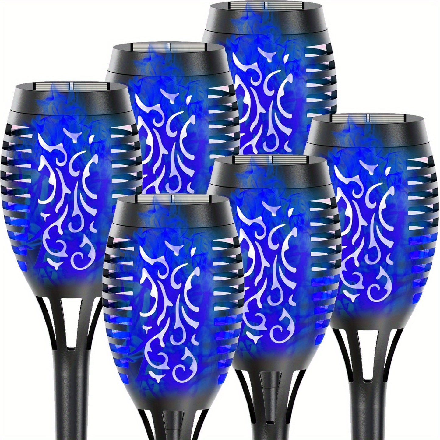 4/8/12pcs/pack Solar Halloween Decorations Lights Outdoor, Light Control, 12LED Solar Torch Lights With Flickering Flame For Garden Decor, Mini IP65 Waterproof Landscape Flame Lights For Yard Pathway Patio Pool - Auto On/Off