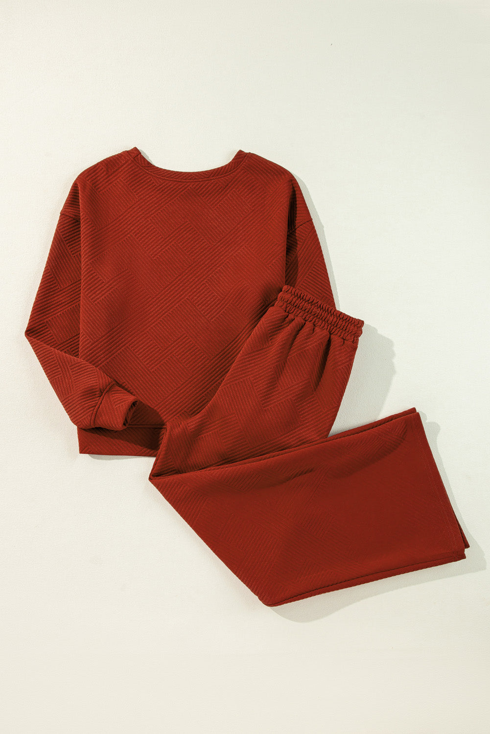 Strawberry Pink Ultra Loose Textured 2pcs Slouchy Outfit