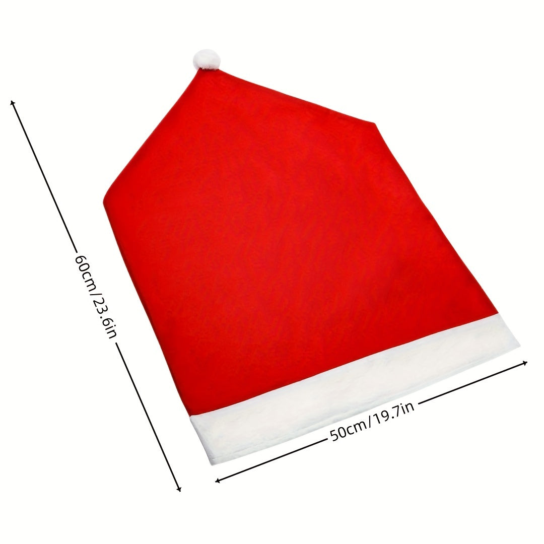 4pcs Christmas Chair Covers Decor, Santa Claus Red Hat Snowflake Chair Xmas Cap, Kitchen Dining Chair Slipcovers Sets For Christmas Holiday Festive Decorations (Red Santa)