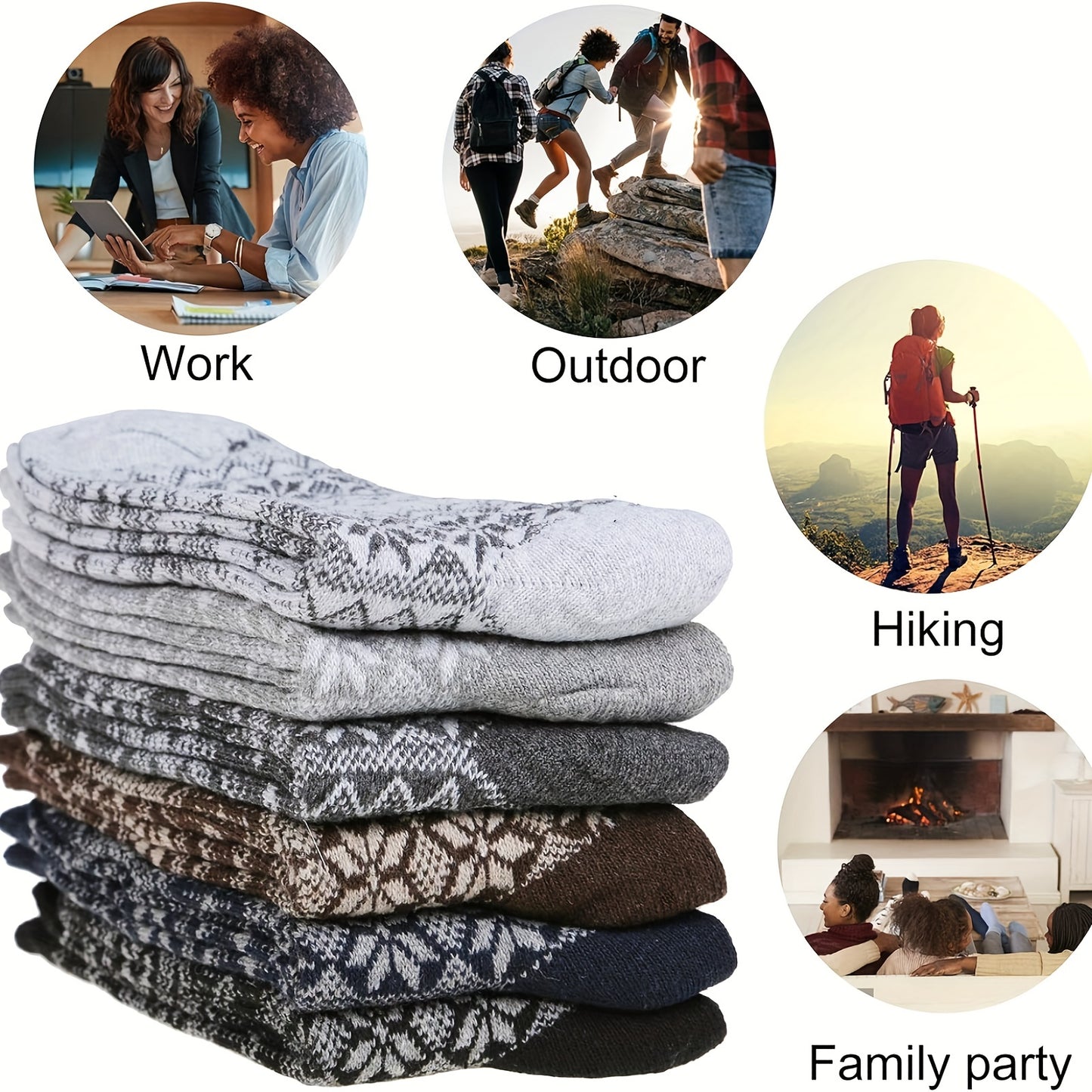 5 Pairs Women's Winter Warm Thick Soft Mid-calf Socks