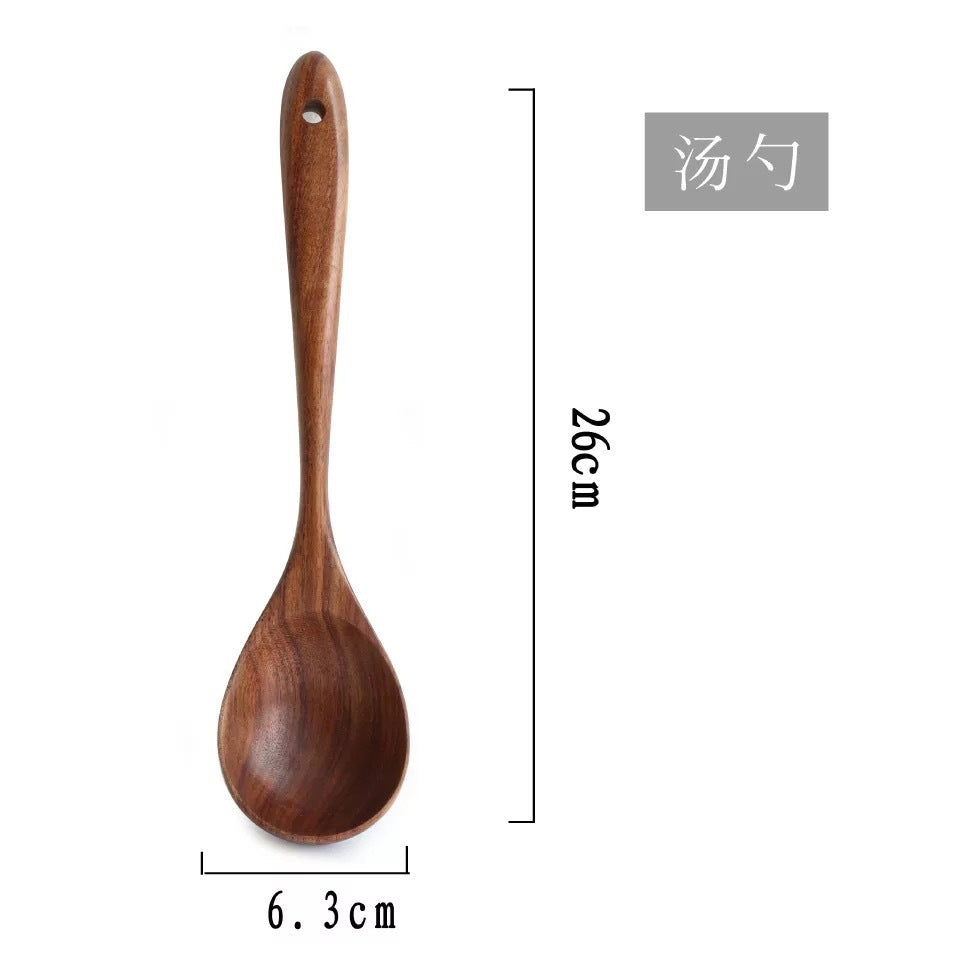 Chaoyi Factory Direct Thailand Teak Varnish Solid Wood Spatula Kitchen Stir-fry Soup Wooden Spoon Wooden Spatula Set