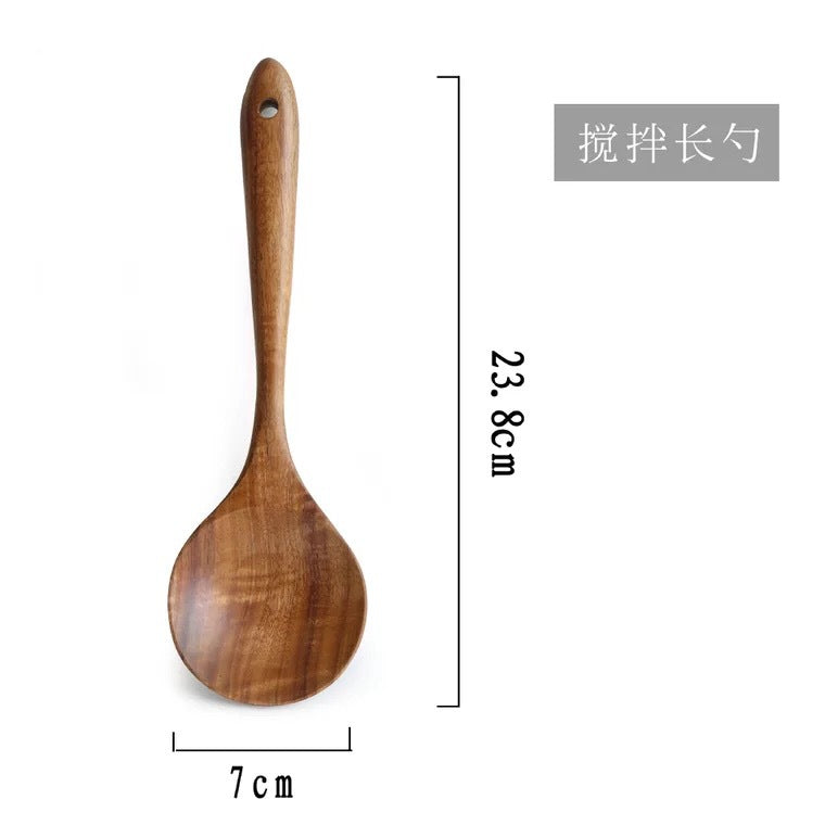 Chaoyi Factory Direct Thailand Teak Varnish Solid Wood Spatula Kitchen Stir-fry Soup Wooden Spoon Wooden Spatula Set