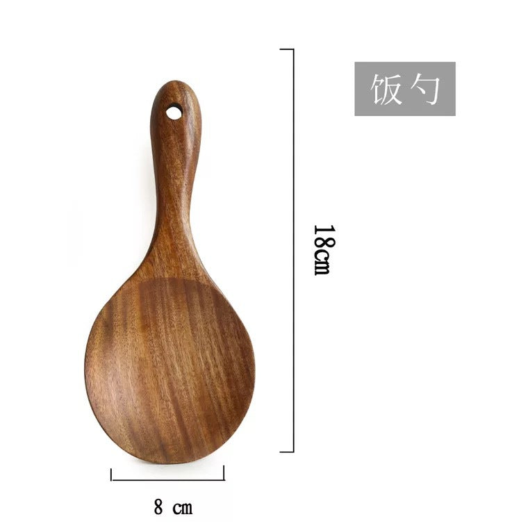 Chaoyi Factory Direct Thailand Teak Varnish Solid Wood Spatula Kitchen Stir-fry Soup Wooden Spoon Wooden Spatula Set