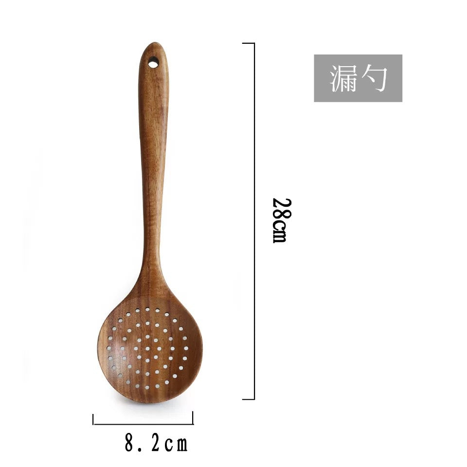 Chaoyi Factory Direct Thailand Teak Varnish Solid Wood Spatula Kitchen Stir-fry Soup Wooden Spoon Wooden Spatula Set