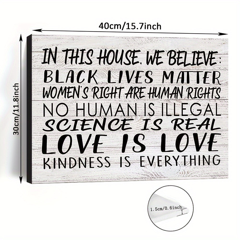 1pc Wooden Framed Canvas Painting,In This House Black Lives Matter, Wall Art Prints With Frame, For Living Room & Bedroom, Home Decoration, Festival Gift For Her Him, Ready To Hang