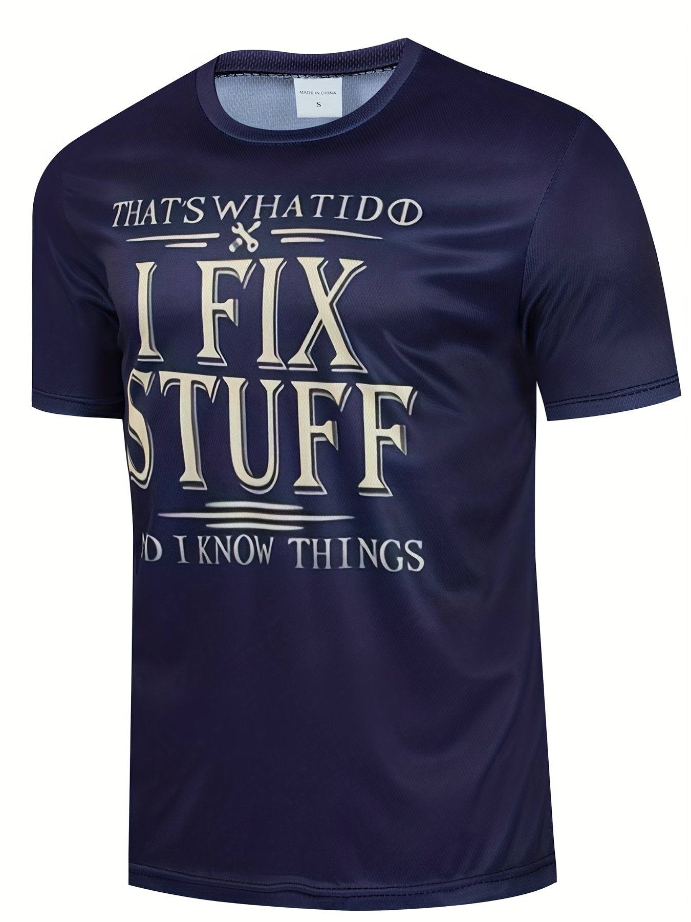 Breathable Men's Letter Print T-Shirt for Running and Training - Comfortable Summer Sports Top with Humorous Design
