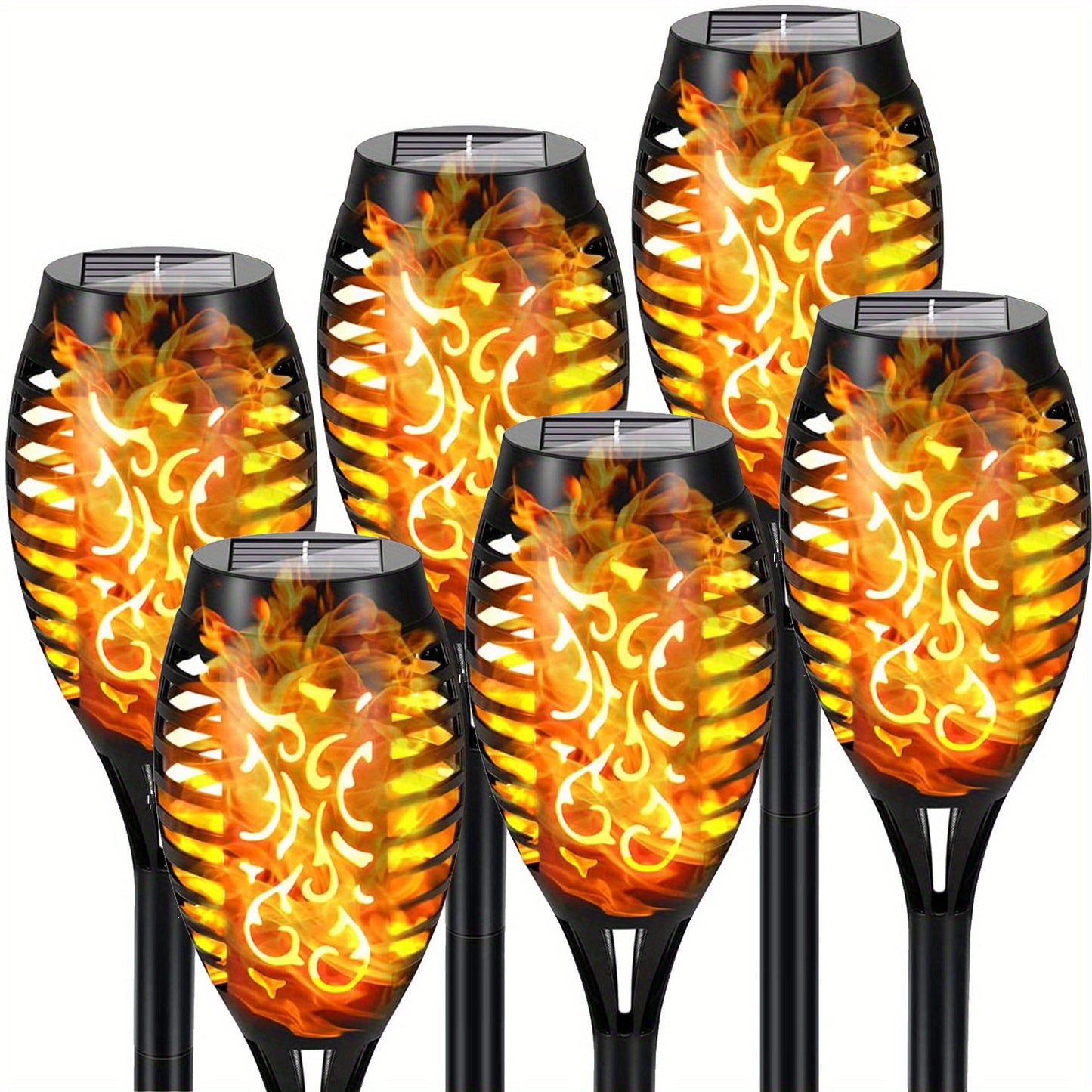 4/8/12pcs/pack Solar Halloween Decorations Lights Outdoor, Light Control, 12LED Solar Torch Lights With Flickering Flame For Garden Decor, Mini IP65 Waterproof Landscape Flame Lights For Yard Pathway Patio Pool - Auto On/Off