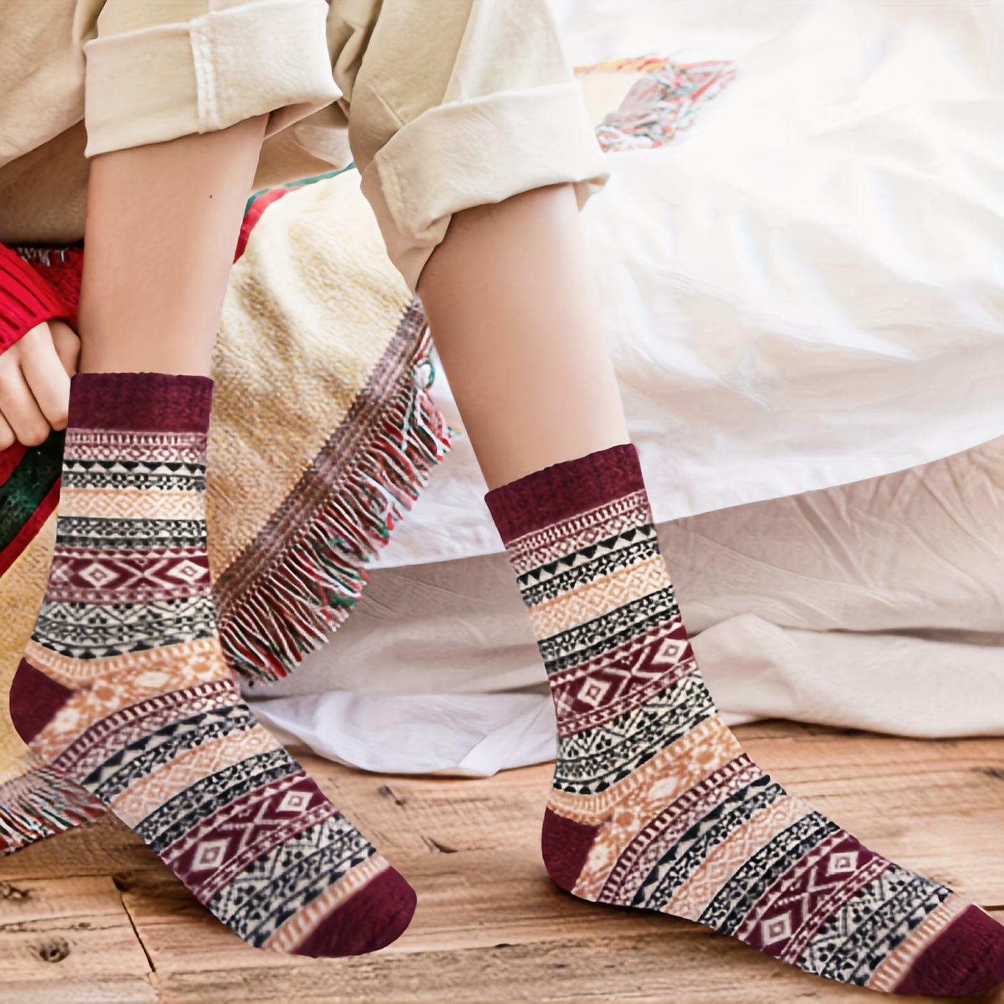 5 Pairs Women's Winter Warm Thick Soft Mid-calf Socks