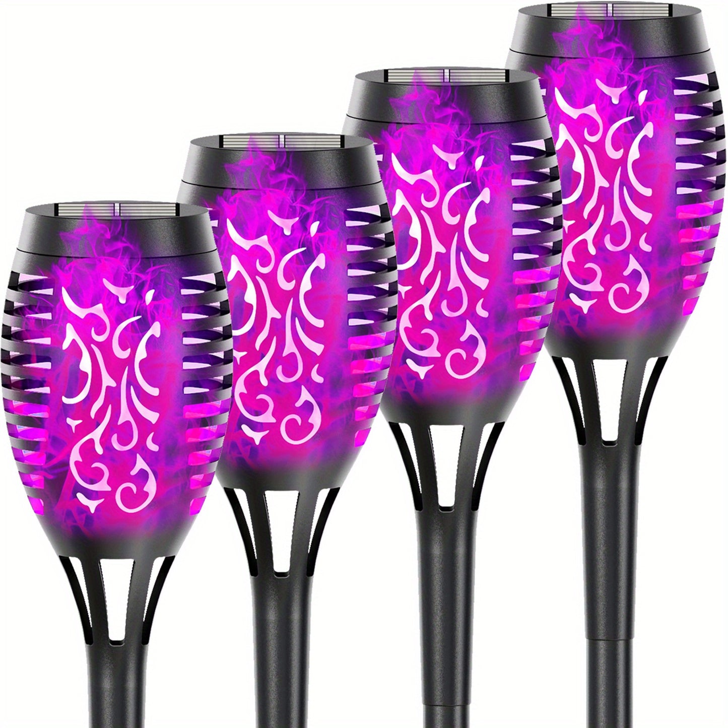 4/8/12pcs/pack Solar Halloween Decorations Lights Outdoor, Light Control, 12LED Solar Torch Lights With Flickering Flame For Garden Decor, Mini IP65 Waterproof Landscape Flame Lights For Yard Pathway Patio Pool - Auto On/Off