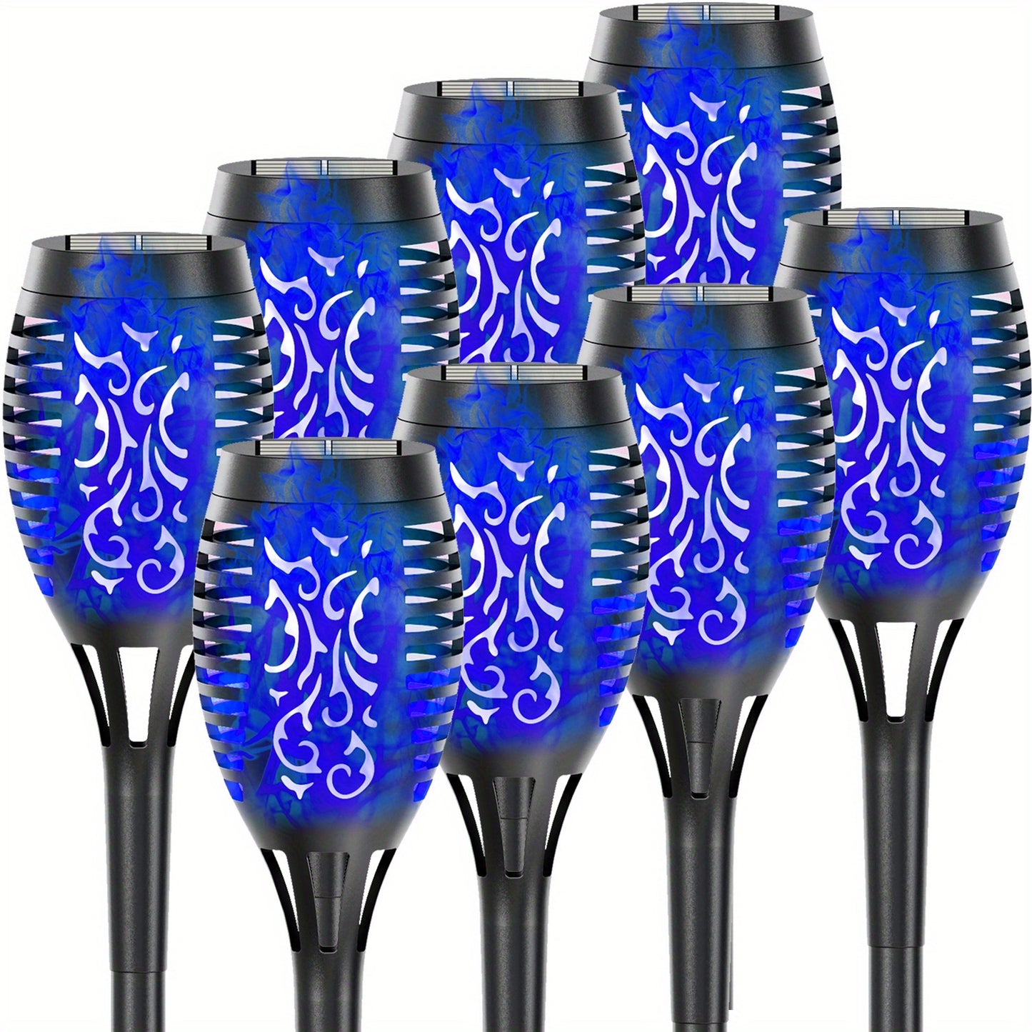 4/8/12pcs/pack Solar Halloween Decorations Lights Outdoor, Light Control, 12LED Solar Torch Lights With Flickering Flame For Garden Decor, Mini IP65 Waterproof Landscape Flame Lights For Yard Pathway Patio Pool - Auto On/Off