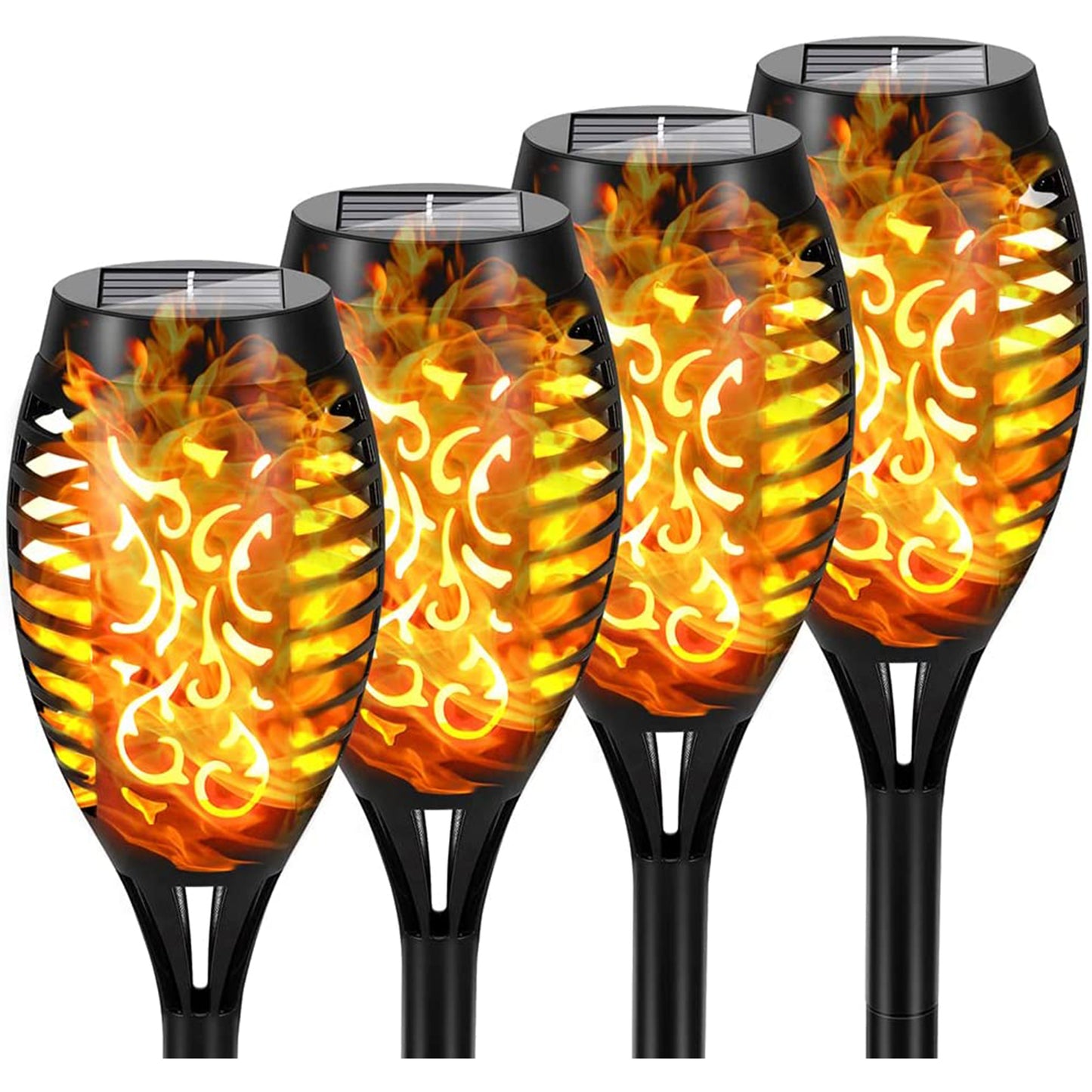 4/8/12pcs/pack Solar Halloween Decorations Lights Outdoor, Light Control, 12LED Solar Torch Lights With Flickering Flame For Garden Decor, Mini IP65 Waterproof Landscape Flame Lights For Yard Pathway Patio Pool - Auto On/Off