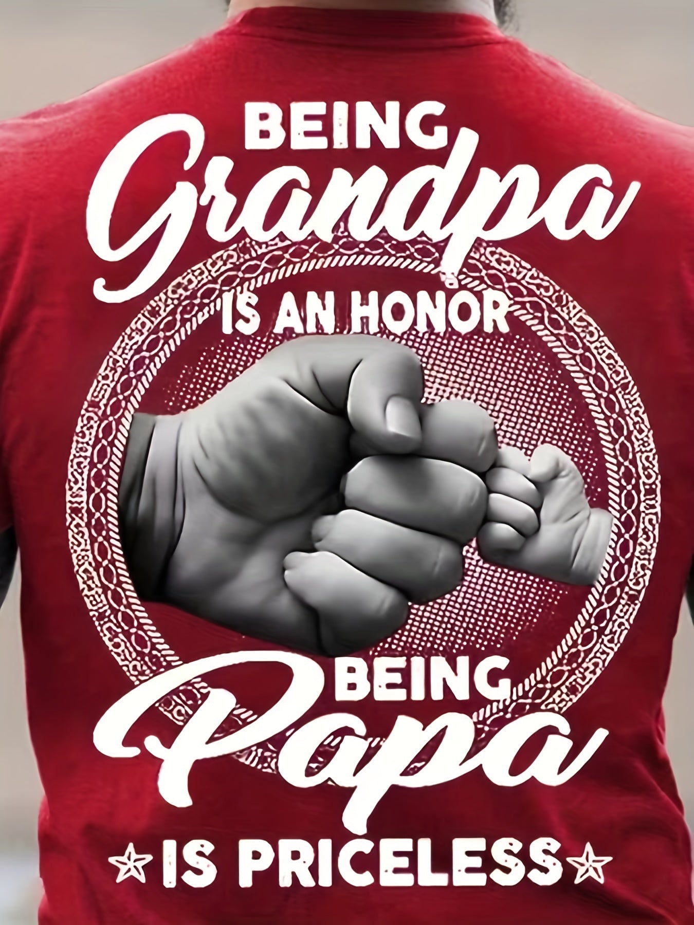 Men's Trendy T-shirt For Summer Outdoor, Casual "Being Grandpa Being Papa" Letter Print Slightly Stretch Crew Neck Tee Short Sleeve Stylish Clothing
